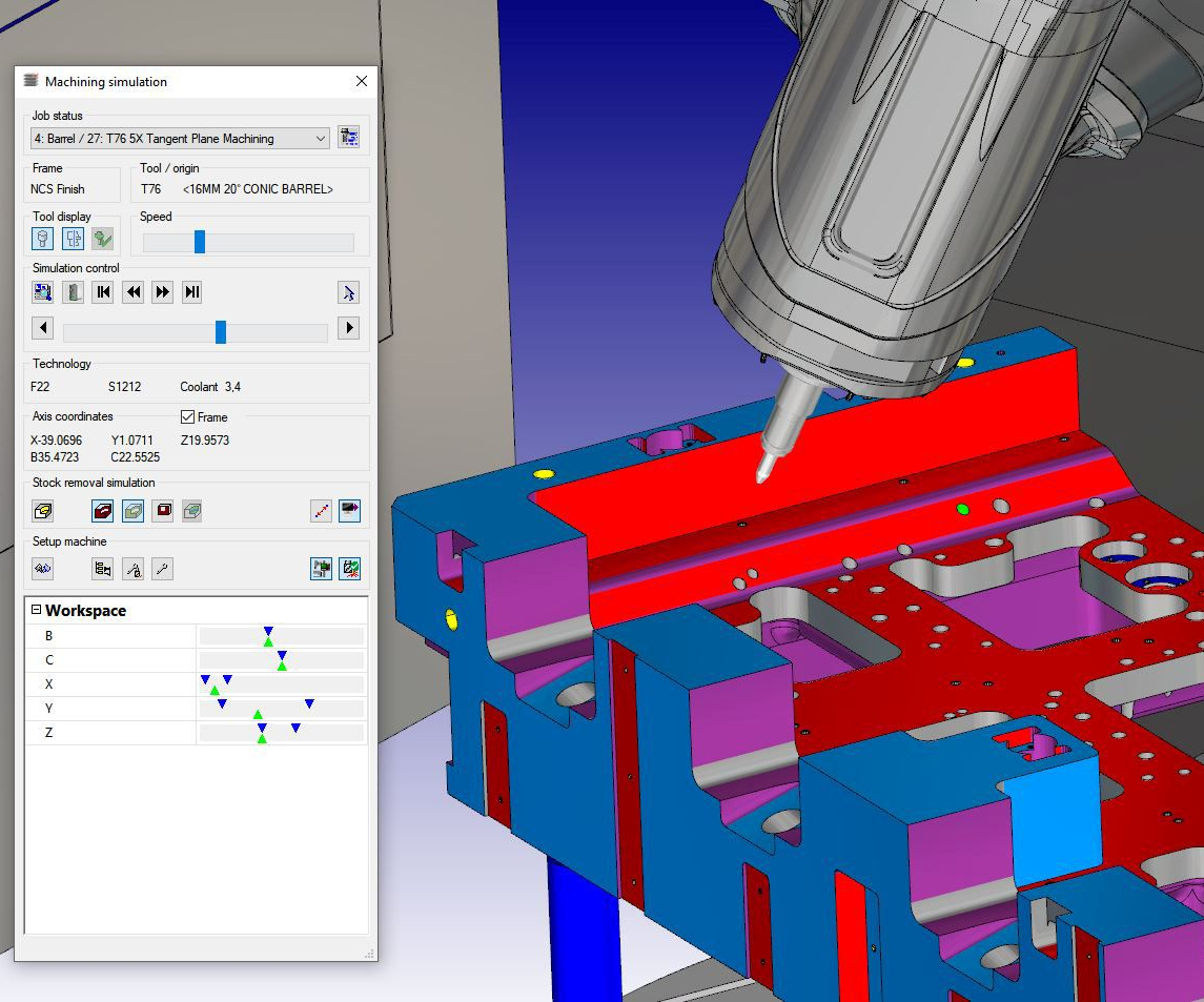 hyperMILL CAM software machining simulation feature.