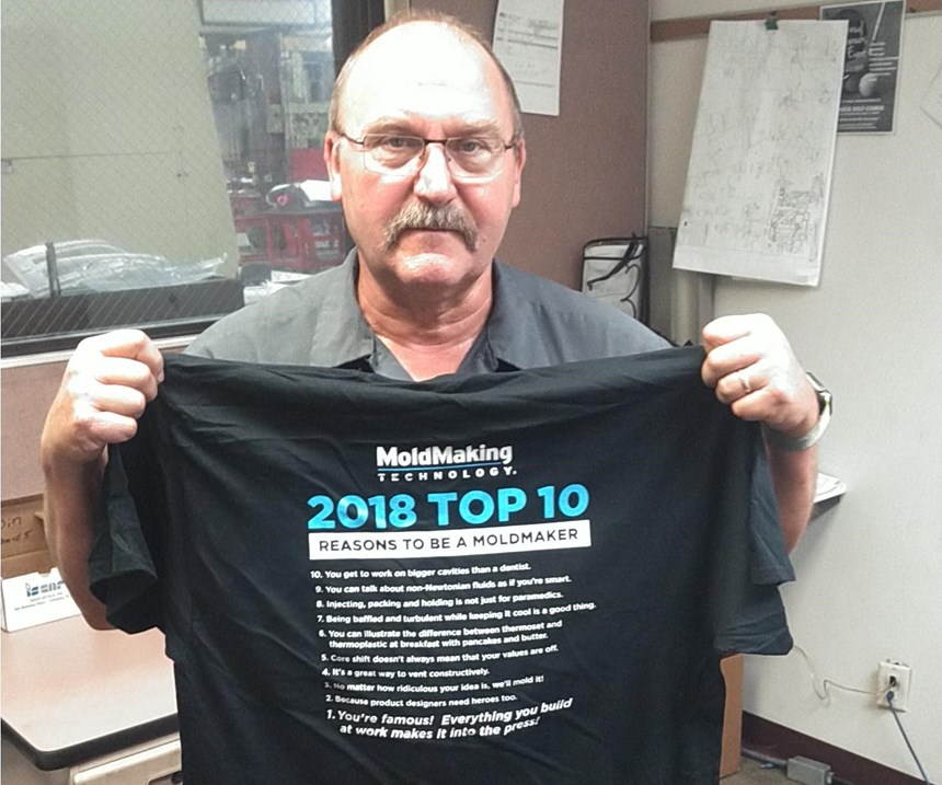 Jerry Ward at Precise Tooling Solutions with MoldMaking Technology Top 10 t-shirt