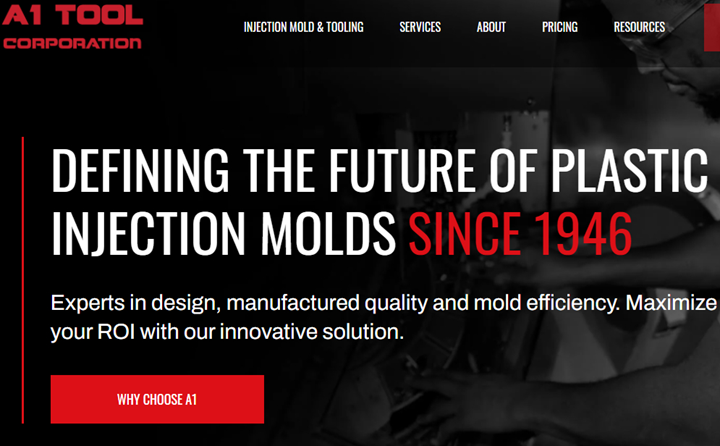 A1 Tool Corporation's redesigned website.