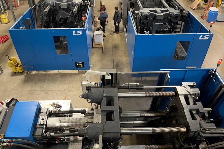 Aerial view of three new injection molding machines purchased by Pyramid Plastics in 2022.