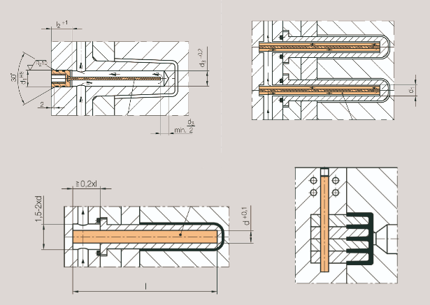 cooling component diagrams including baffles, bubblers, and heat pipes