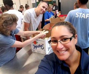 people working at a food bank