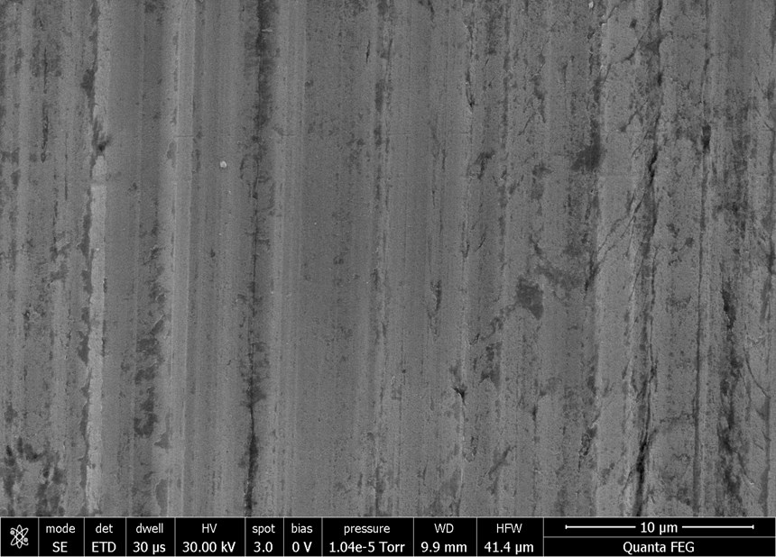 electron micrograph of scribed panel taken before plating