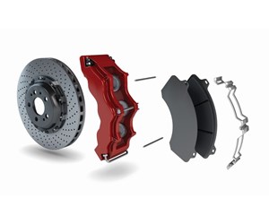 disc brake system with the brake caliper in red
