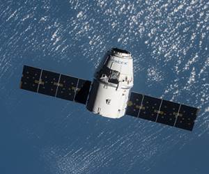 The SpaceX Dragon spacecraft arrives at the International Space Station. 