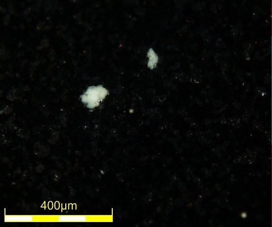 Clearcoat contamination under polarized light—277x, DSX510 microscope.