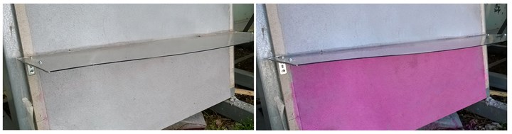 before and after of smog removed from a panel