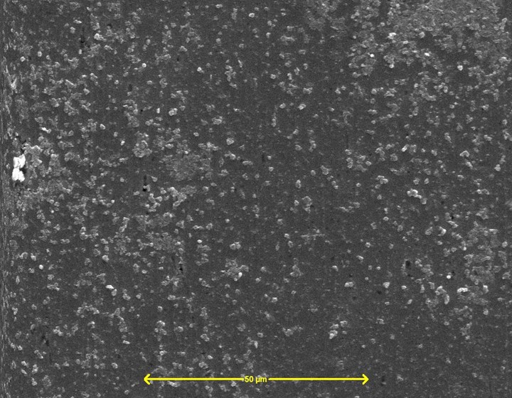 Figure 2 -Dynaprep PFL pretreated  steel SEM (SE) image, 20 keV, 1000×