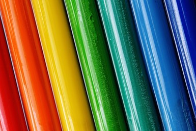 A stock photo of various colors of paint