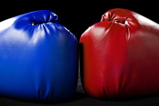 red and blue boxing gloves