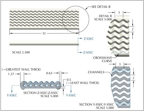 Figure 3 - CAD drawing with improved design of 8YSZ anode.