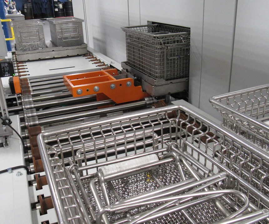 part baskets on carriers inside the Roll unit