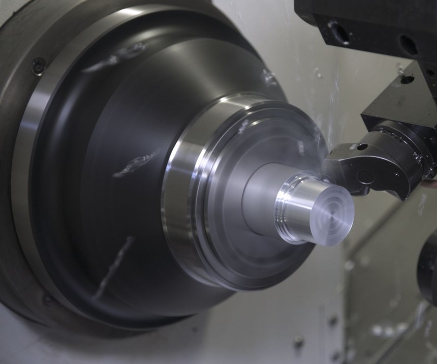 Part being turned in a collet chuck