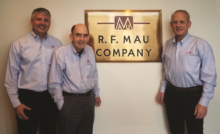 (Left to right) Tony Gemignani, Bruce Mau and Brian Adams standing around the company sign