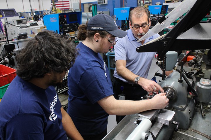 students learning on machine at Precision Plus Inc.