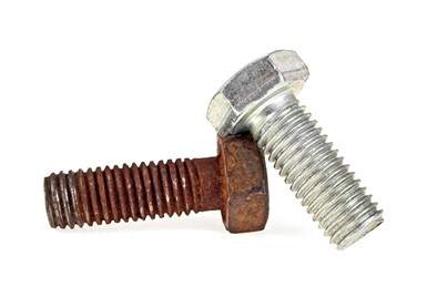one rusty screw, one clean screw