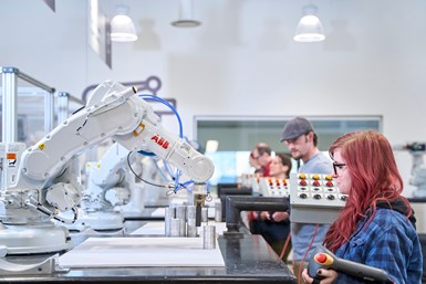 People working with robots