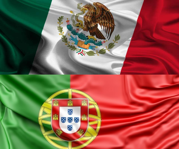 Banderas de México y Portugal