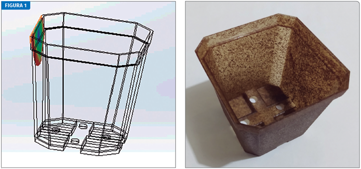 Diseño 3D de dos cavidades y biocompuesto con residuos de agave