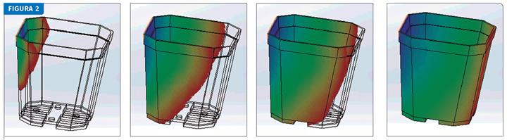 Figura 2. Secuencia de simulación de flujo de un producto plástico.