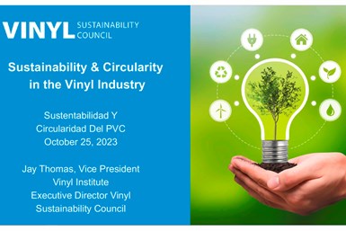 Jay Thomas, vicepresidente del Vinyl Institute y director ejecutivo de la Vinyl Sustainability Council, participó como ponente del segundo Foro del PVC.