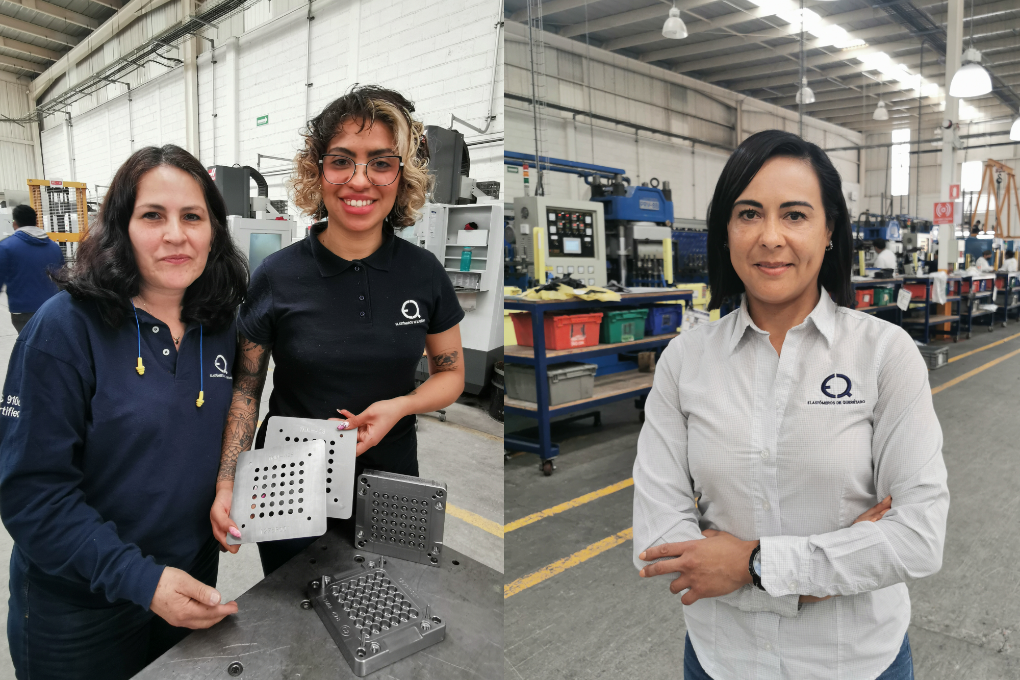 Sandra Gutiérrez, Graciela Sánchez y Rosalba Nava trabajan en Elastómeros de Querétaro.