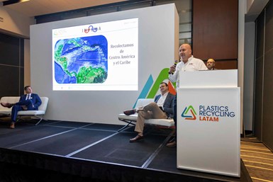 George Gatlin, fundador y director general de Invema Corporation, durante su participación en el panel “Innovacion y éxito en el reciclaje de plásticos en Latinoamerica: casos destacados y lecciones aprendidas”.