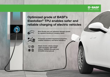 El grado optimizado del Elastollan TPU de BASF permite una carga más segura y confiable de vehículos eléctricos.