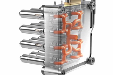 Sistema Streamrunner, de Hasco, en el que al canal caliente se le integra un colector impreso en 3D, que ofrece amplia libertad de diseño.