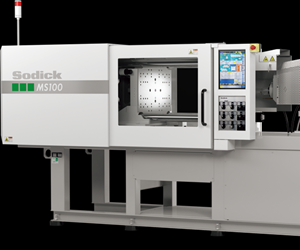Sodick MS100 all-electric, two-stage injection molding press from Plustech Inc.