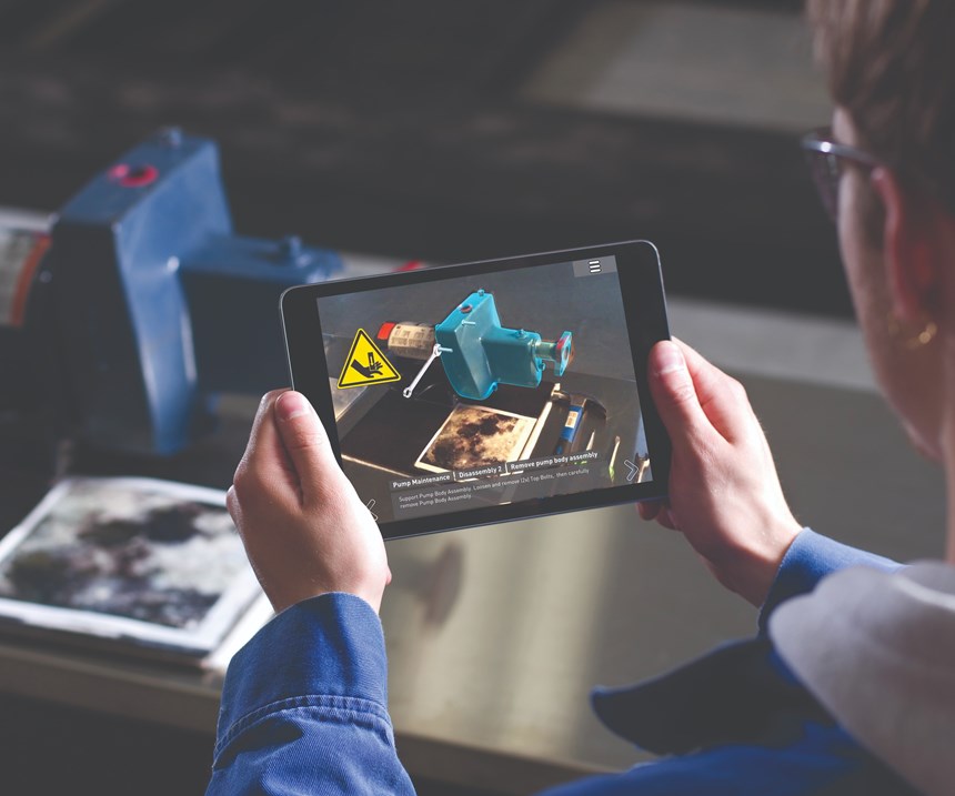 A tablet runs augmented reality software
