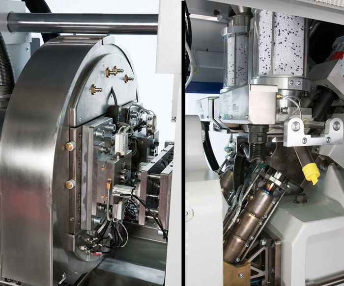 Wittmann Battenfeld MicroPower Combimould two-shot machine and mold