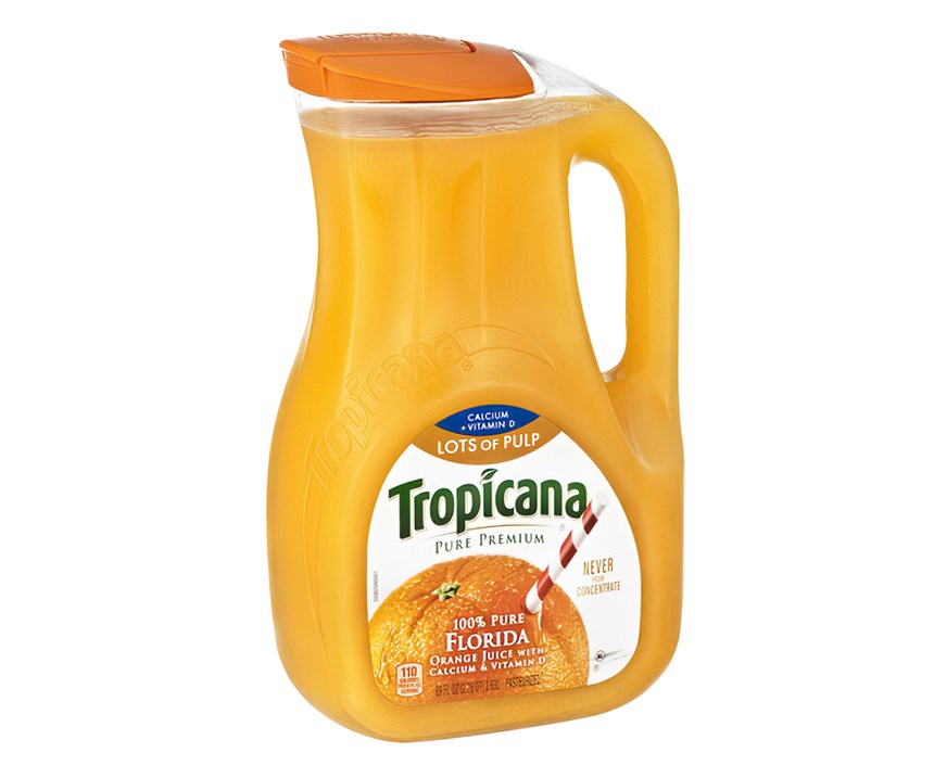 Some EPET applications, like this 89-oz Tropicana orange juice jug, converted from HDPE for greater clarity. 