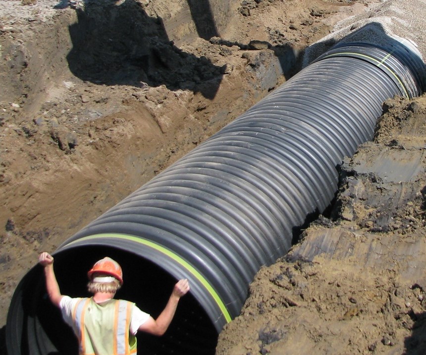 HDPE pipe with recycled content.