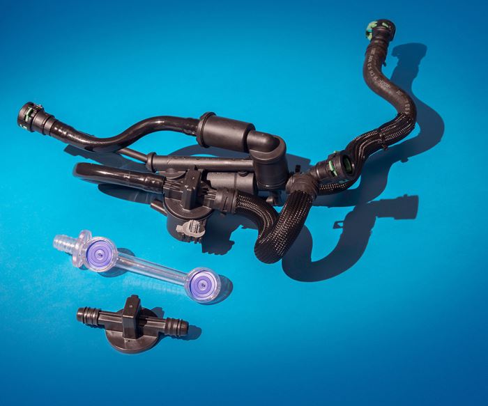 The 2017 Ford F-150's open/close valve actuation system--made of polyacetal+PTFE and nylon 6--won the powertrain category and was the grand award winner.