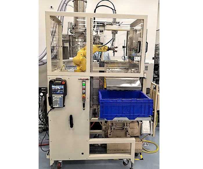 CS Robotics' O-Cut gate-cutting cell is mobile between presses