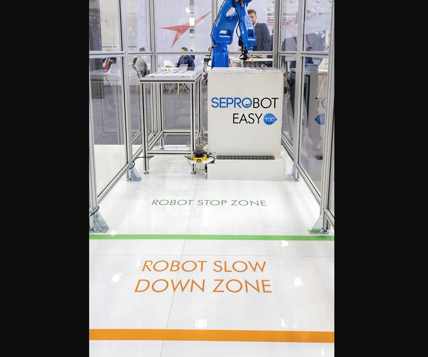 Seprobot is Sepro's collaborative system using a laser scanner or other sensor to permit safe human access to the robot operating zone.