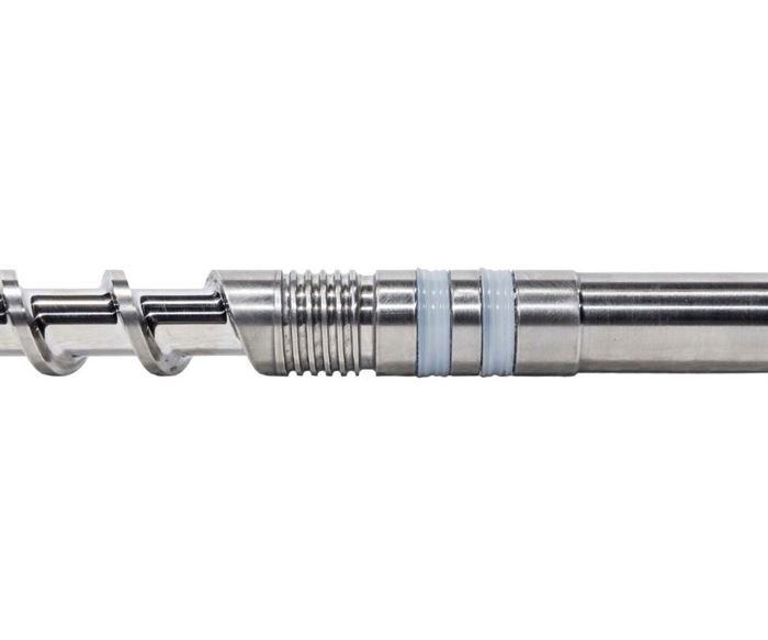 Wittmann Battenfeld LSR injection screw has an improved dual shaft seal.