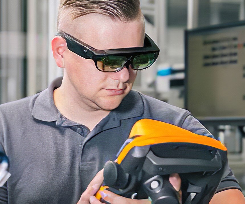 Augmented-reality glasses, such as these offered by the Hahn Group through its “EVE smart service” system, are a game changer in assisting customers with immediate service support.
