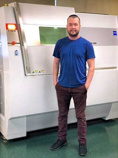 Octex CTO Brett Wigton with the Zeiss Metrotom 800 CT scanner, the “big gun” of Omnia’s metrology lab. 