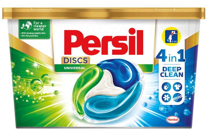 Henkel detergent tub made by Greiner Packaging with 50% r-PP.