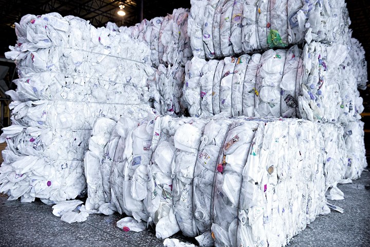 The Graham Recycling Center processes 50 million lb/yr of HDPE bales, consisting mainly of milk jugs.