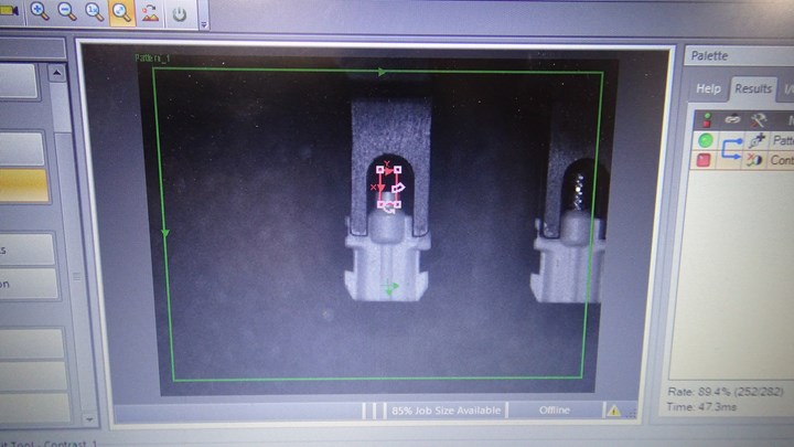 Camera inspection shows insert missing (red box).