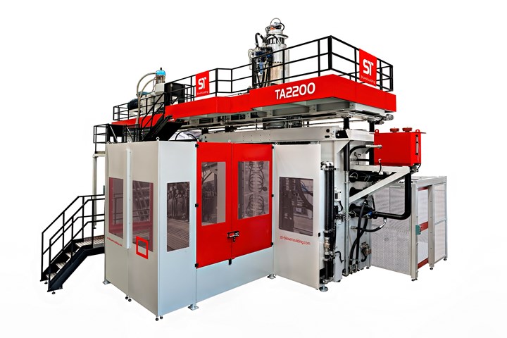 U.S. blow molders are using large accumulator-head machines of the TA series with up to 400-ton clamps and up to 100-lb shots to make products like outdoor furniture, sheds, and kayaks.