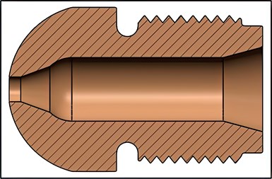 A general-purpose nozzle tip with reduced land length.