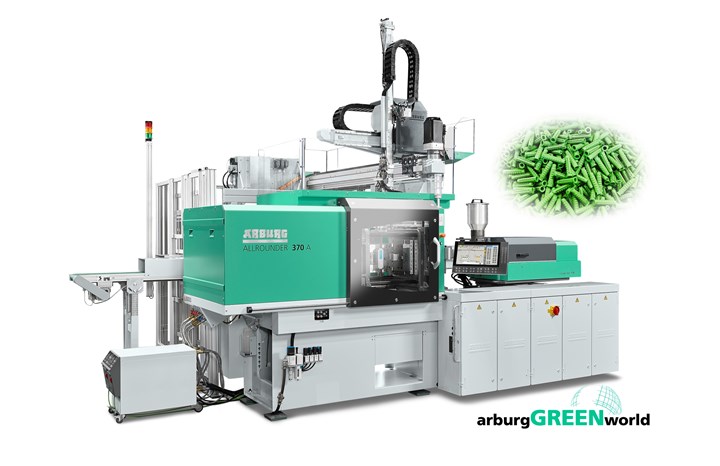 La Allrounder 370 A, de Arburg, producirá tapones de plástico a partir de material reciclado.