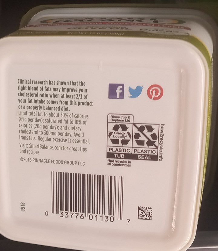 Tub with recycling label.
