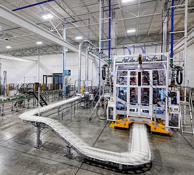 Radius’ latest investment is a high-volume Graham wheel machine, capable of producing 22 containers in a single rotation, with automated takeoff, so that no one touches the bottles until a forklift removes the boxed product.