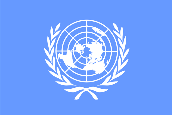 United Nations flag. 