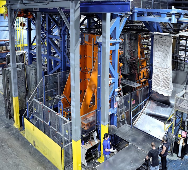“The Beast” is Confer’s largest machine – and one of the largest blow molding machines in North America – with 145-lb shot capacity, shown here making a swimming-pool ladder.